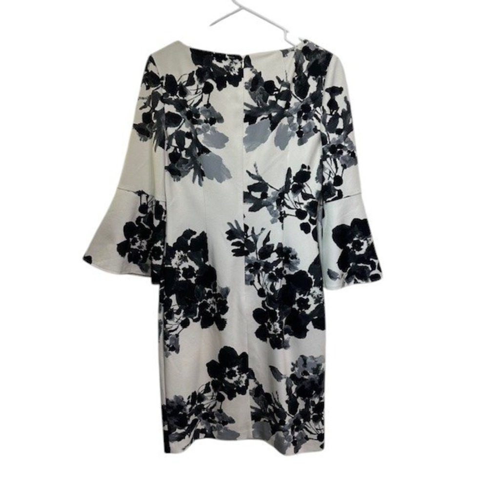 Jessica Howard White Floral Bell Sleeve Sheath‎ Dress Party Cocktail SZ 6 - Picture 3 of 12